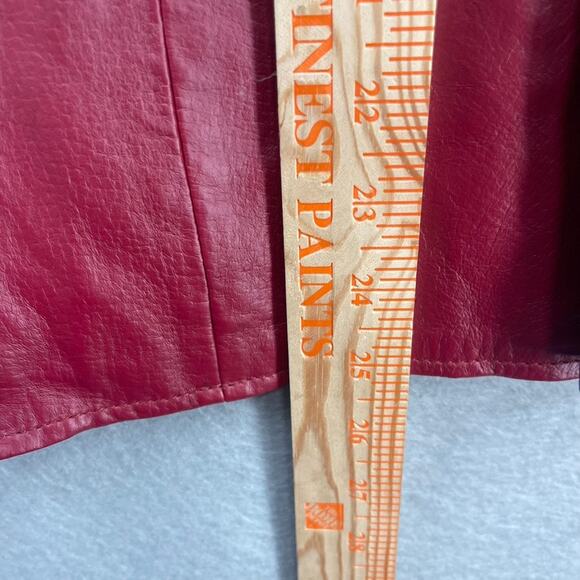 Denim and Co Leather Jacket Medium Cherry Red Burgundy Blazer Boho Western - Picture 12 of 15